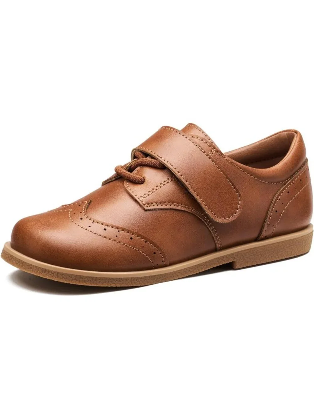 Kid's Brown Leather Little Kid Non-Slip Comfort School Loafer Oxfords Dress Shoe